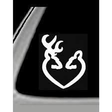 Large browning deer heart white 10"x 8" hunting  window vinyl graphics sticker