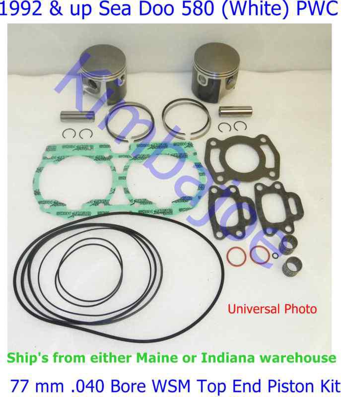 (1992 & up) sea doo 580 (white) pwc 77 mm .040 bore wsm top end piston kit