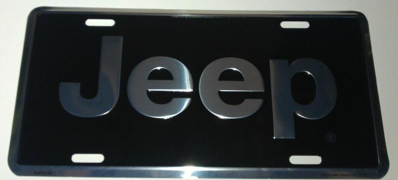 Jeep 4x4 truck off road black silver license plate tag sign badge emblem