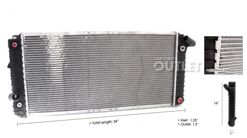 93-02 cadillac eldorado 96-99 deville 4.6 v8 radiator 1993-2002 w/eoc+toc a/t