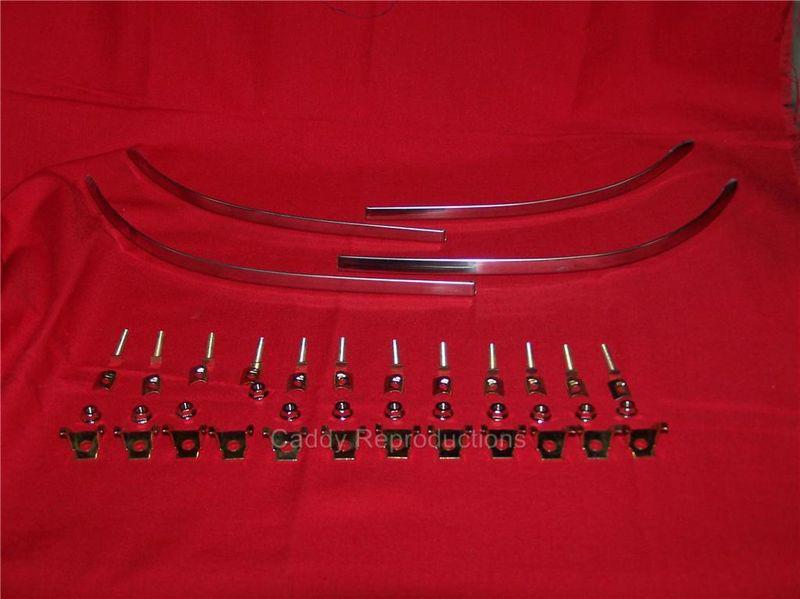 1960 cadillac stainless headlight eyebrows & clips set