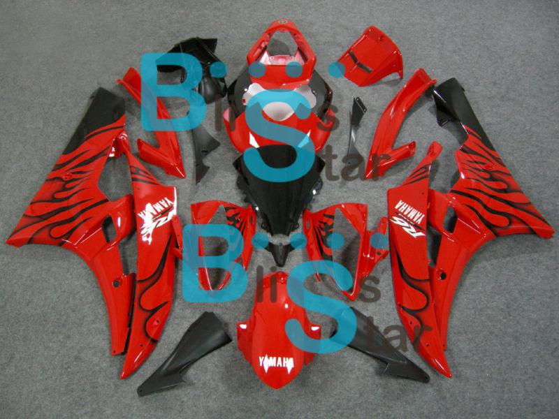 Abs fairing red black flame bodywork plastic w13 fit for yzf-r6 2006-2007 e11