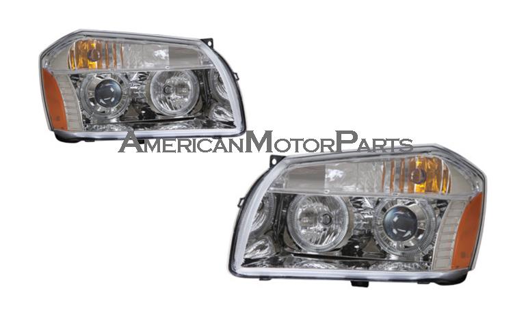 Depo pair euro style chrome projector headlights w/ led 05-07 06 dodge magnum