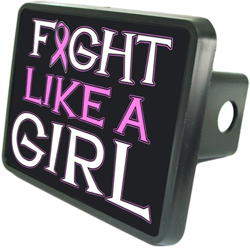 Custom hitch plug "fight like a girl"