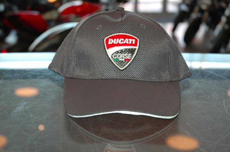 Ducati corse carbon look cap - grey adjustable velcro hat, one size fits all