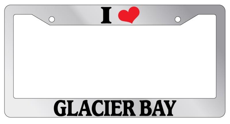 Chrome license plate frame i heart glacier bay auto accessory novelty