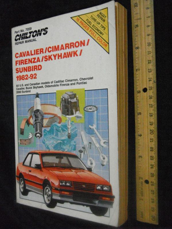 Chilton's cavalier/cimarron/firenza/skyhawk/sunbird 1982-92 auto repair manual