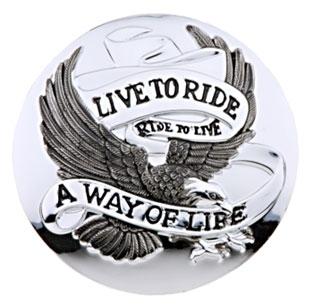 Live to ride gas cap cover medallion fits most harleys 1973-07