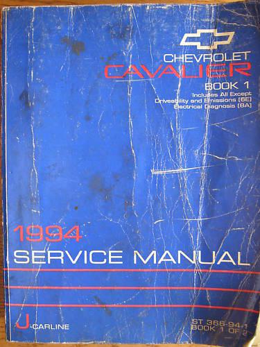 1994 chevrolet cavalier service manual book 1 of 2 original fair condition