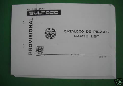 Bultaco sherpa t'250+,spare-parts list,copy of original