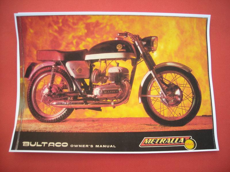 Bultaco metralla mk2 250 cc, photocopy a4 size of the original owner's manual 