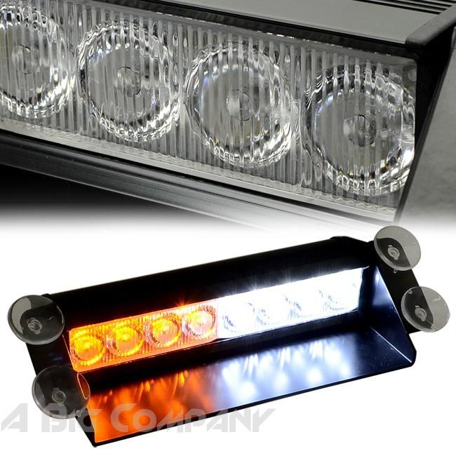 8 amber + white led emergency vehicle strobe flash light for cars truck suvs