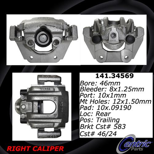 Centric 141.34569 rear brake caliper-premium semi-loaded caliper