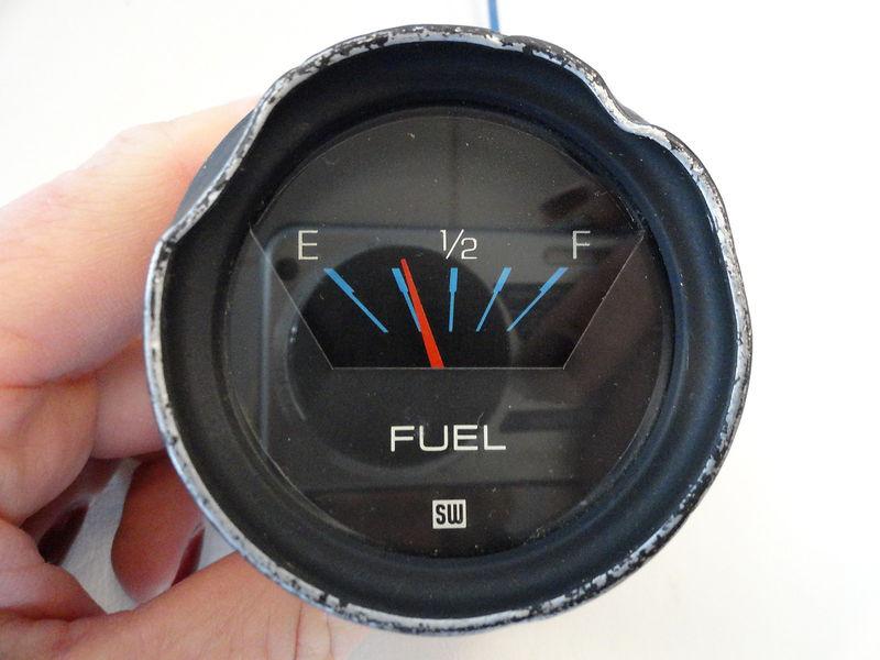 Stewart warner vintage fuel gauge 455af black bezel& face marine boat