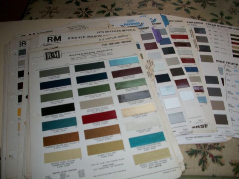 Lot of 35 chrysler corporation paint chip charts 1970s 1980 chrysler