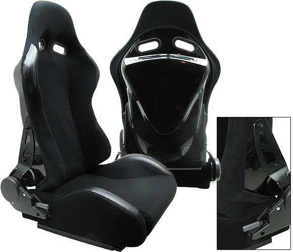 2 black + hard back cover racing seats reclinable + sliders volkswagen new *