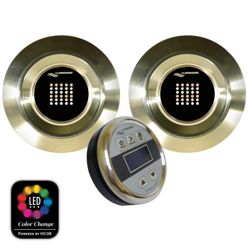 Lumishore thru-hull flush fit color change underwater lights - pair - 72w thx72-