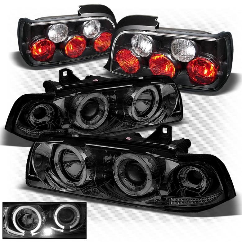 92-98 e36 3-series 4dr smoked projector headlights + black altezza tail lights