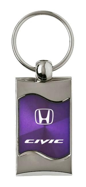 Honda civic purple rectangular wave key chain ring tag key fob logo lanyard