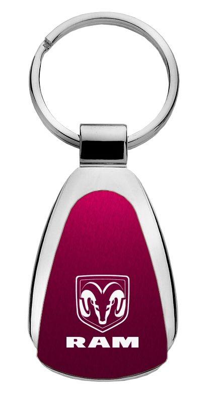 Dodge ram burgundy tear drop keychain car ring tag key fob logo lanyard