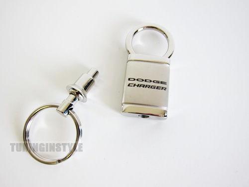 Dodge charger silver chrome detachable ring valet keychain official licensed