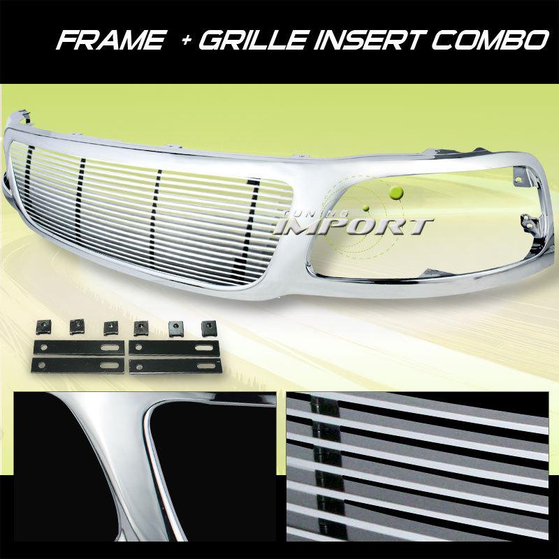 Euro replacement frame+chrome billet style insert grille grill new combo