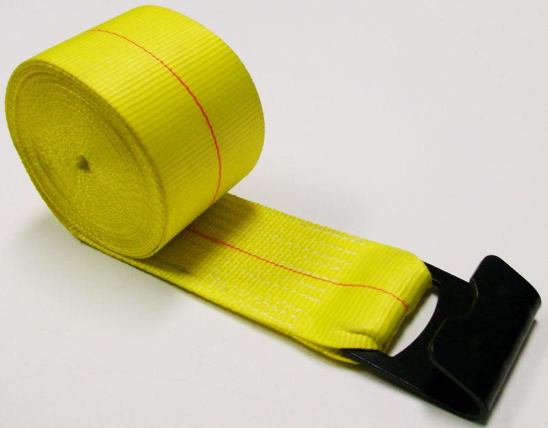 Winch straps w/ flat hook. 4" x 30'  (2) 