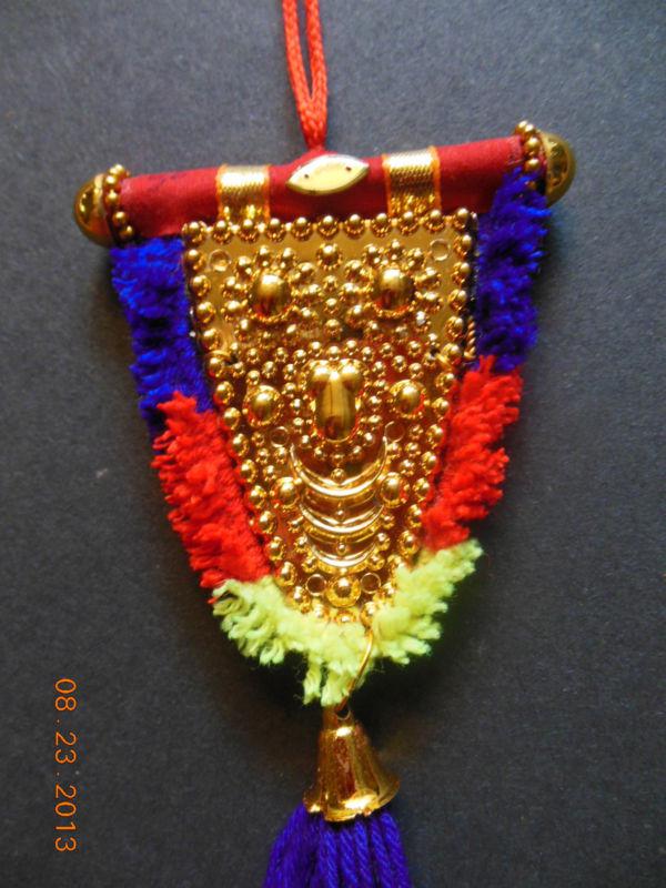 India car decoration mirror hanging netipatam- gold tone- 3 colors- usa seller