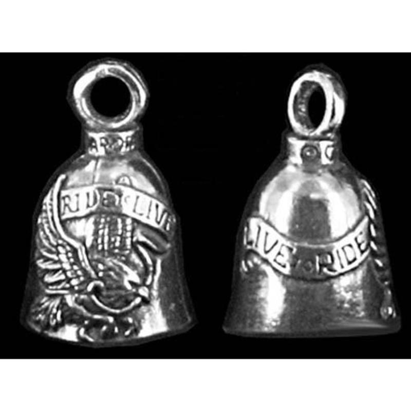 Pewter motorcycle guardian bell live to ride biker new