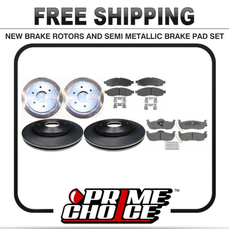 Front & rear kit 4 disc brake rotors and 8 metallic pads full complete set