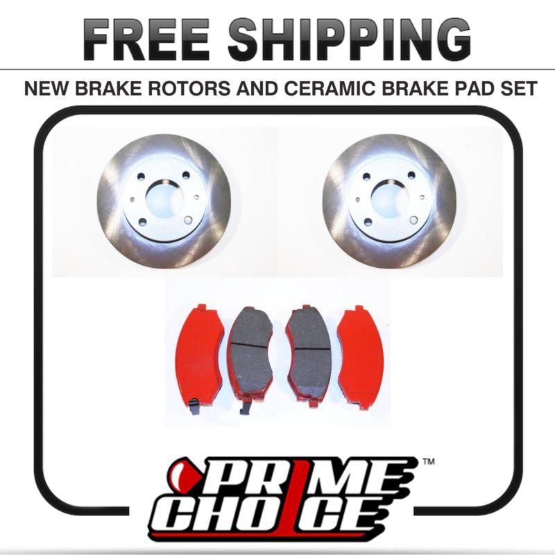 Premium front ceramic brake pads and disc rotors complete kit left & right pair