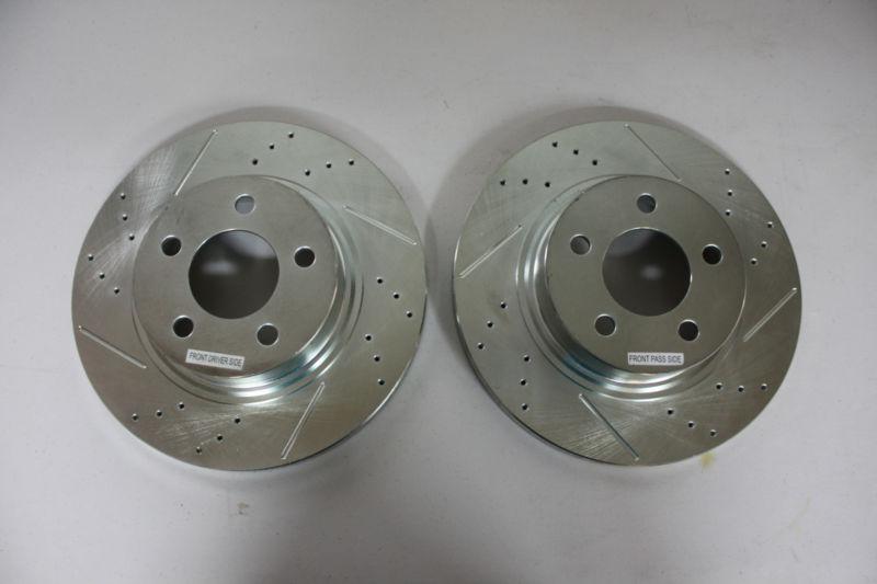 New front powerstop silver zinc-plated cross-drilled and slotted rotor set td003