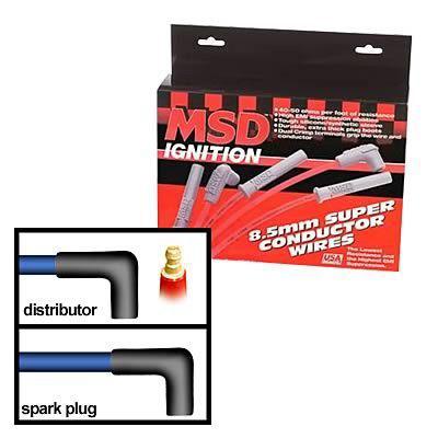 Msd spark plug wires super conductor spiral core 8.5mm black 90 deg boots chevy