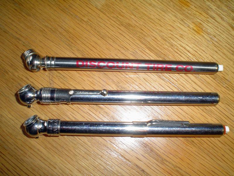 Tire gauge lot of (3) handheld pen type with clips 