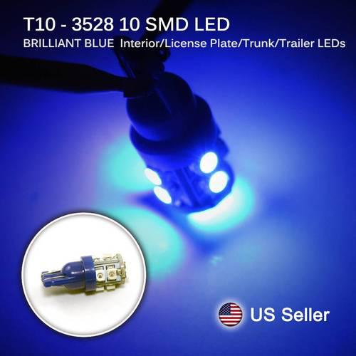 10x t10 brilliant blue 10 led wedge trunk/interior/trailer/side marker 194 168