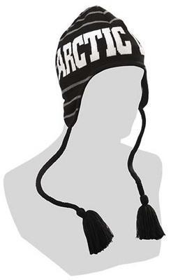 Gray arctic cat striped hat w/ tassels beanie cap 5243-043