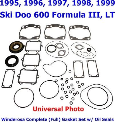 1995-1999 ski doo 600 formula iii, lt complete gasket set w/ oil seals