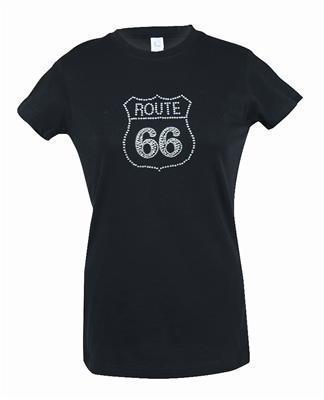 Ghh t-shirt cotton black route 66 rhinestones style women's 2x-large each