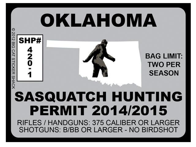 Sasquatch hunting permit - oklahoma (bumper sticker) 