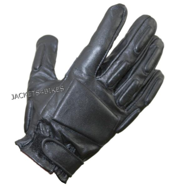 Police biker short motorcycle leather gloves black xxl
