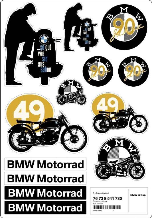 Bmw genuine motorcycle motorrad heritage sticker set - color: yellow / black