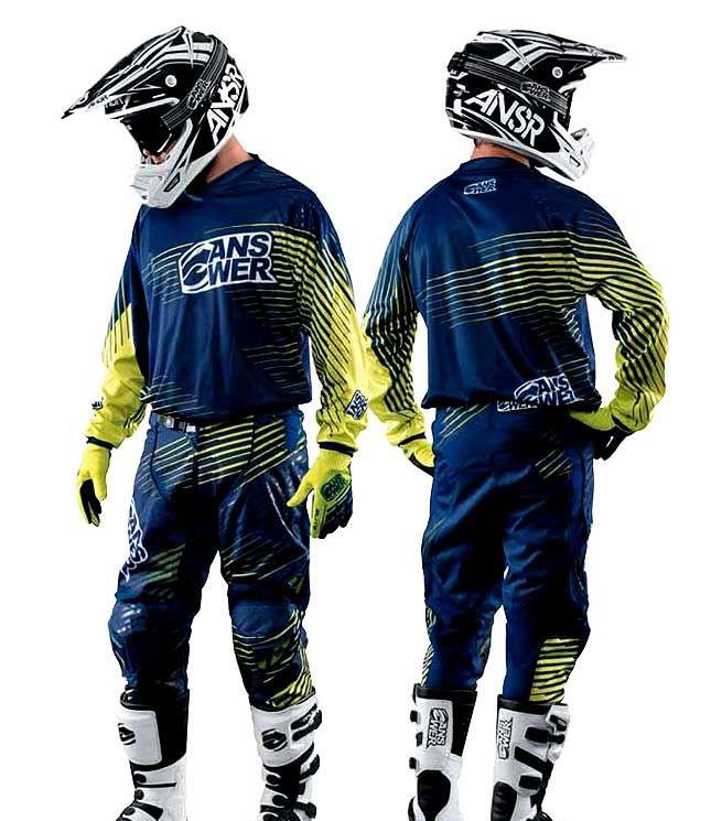 Answer elite offroad gear set jersey pant gloves blu/grn atv utv motocross