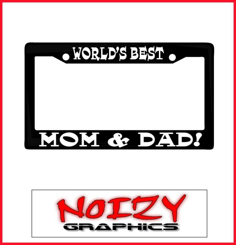 Funny cute family car license plate frame truck sticker worlds best mom and dad