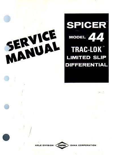 Spicer dana 44 trac lok limited slip differential shop service repair manual