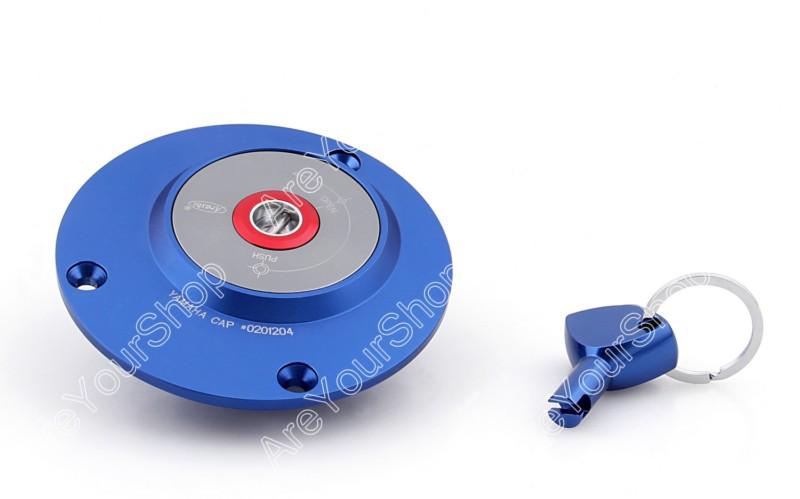 Key lock fuel gas cap yamaha r1 r6 fz1 fz6 fzr 750 1000 yzf600 yzf1000 blu/gr