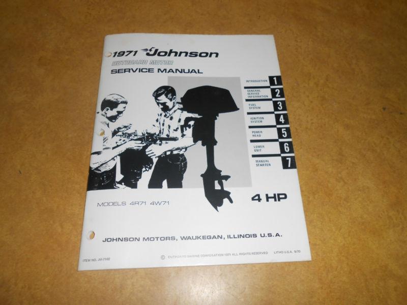 1971 4 hp johnson outboard factory repair & service manual evinrude 4hp 