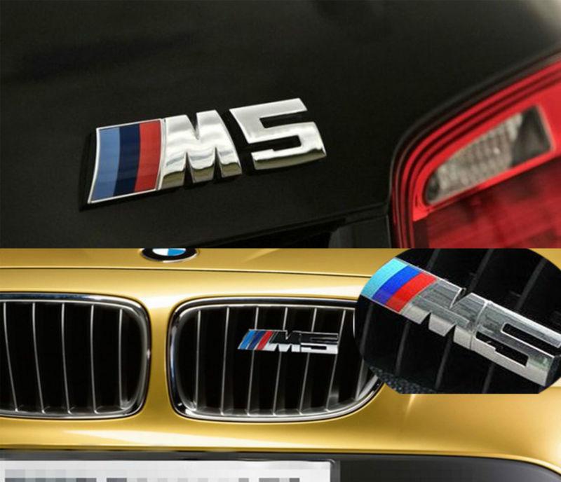 For bmw m5 power 3d  front grille & rear side decal badge emblem metal alloy 