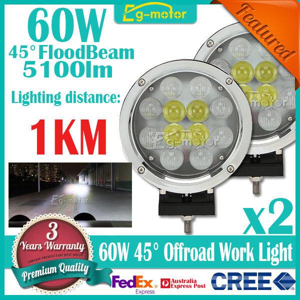 2x 60w 12 x 5w 5100lm cree flood beam led work light off-road 4x4 4wd car truck