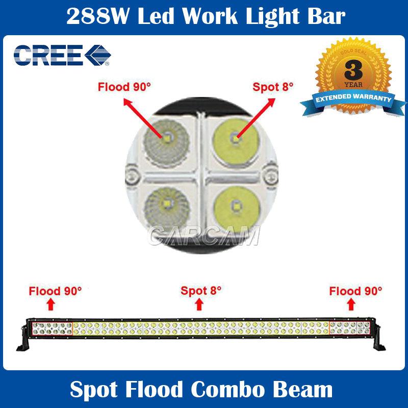 50inch 288w cree led work light spot flood combo offroad 4wd pickup driving lamp