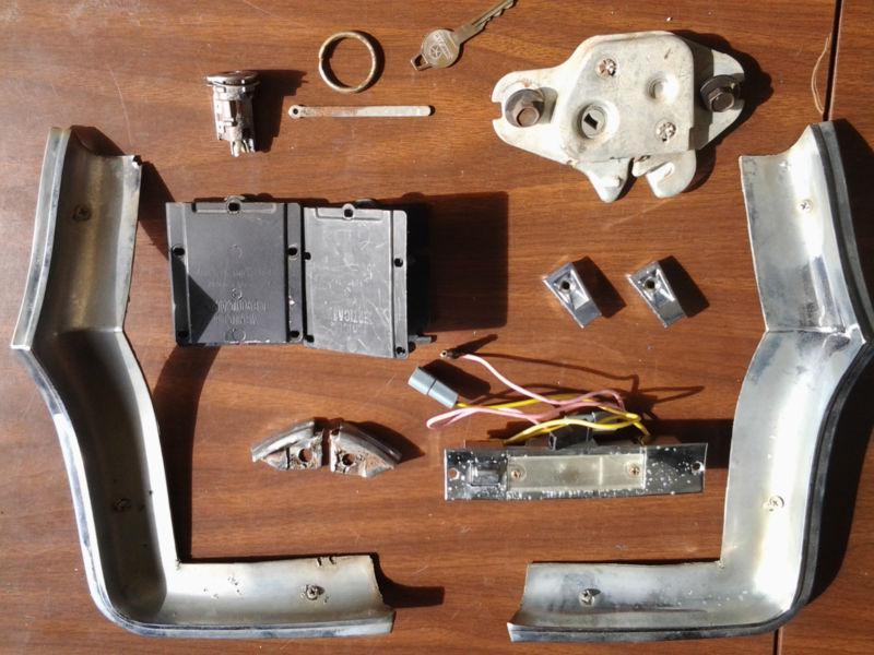 1965-1966 chrysler parts lot: trim, certicard holder, trunk lock set, map light 